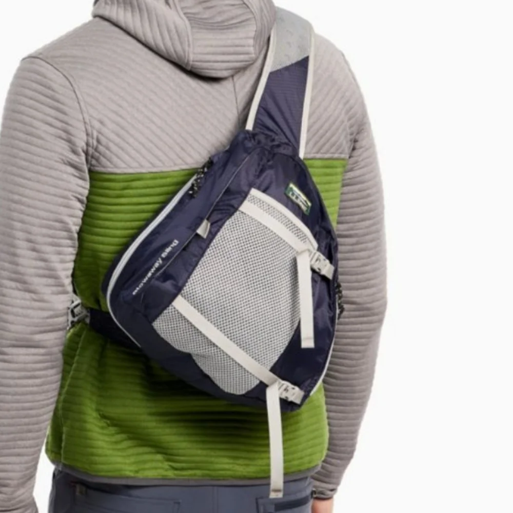 L.L. Bean Navy and Gray Stowaway Sling Backpack